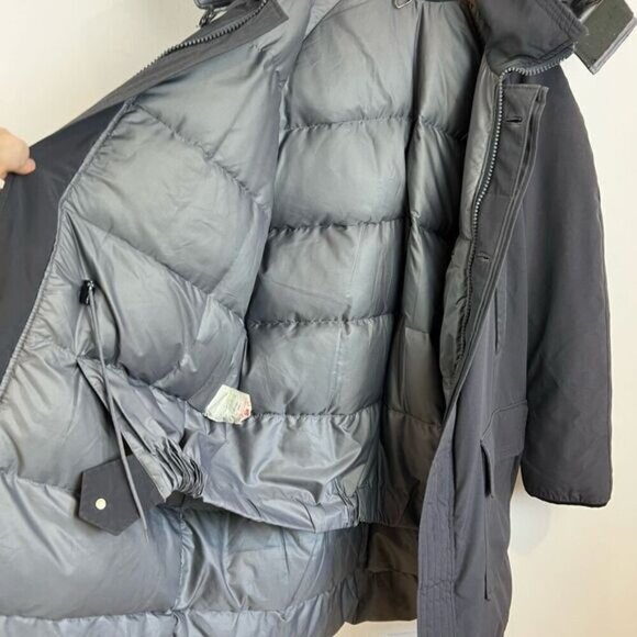 Vintage 3XL Gray Down Filled WaterFowl Feather Fur Hood Jacket Coat Parka Grunge - Picture 2 of 16